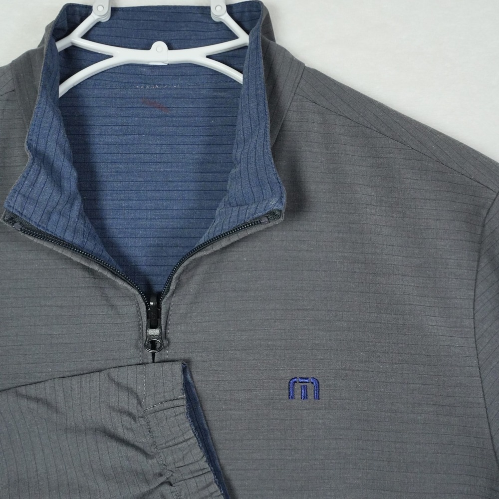 TravisMathew Mens Reversible Full Zip Jacket Grey Blue Golf Sport Coat Medium
